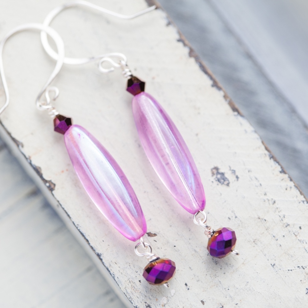 New! Long Pink Earrings Handmade